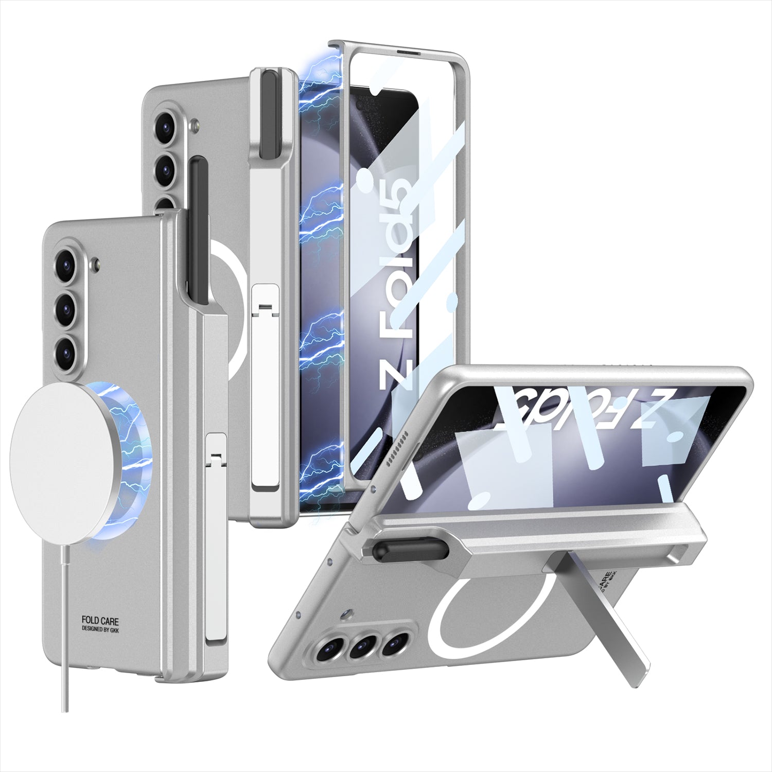 GKK For Samsung Galaxy Z Fold5 5G Case Pen Holder Magnetic PC Phone Cover with Front Screen Film GKK For Samsung Galaxy Z Fold5 5G Case Pen Holder Magnetic PC Phone Cover with Front Screen Film
